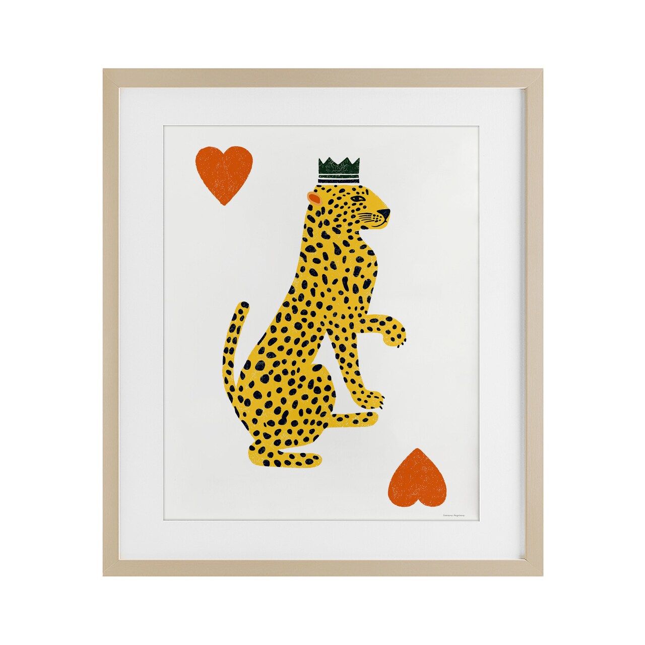 Stupell Industries Leopard & Hearts Card Framed Print Under Glass, design by Svetlana Aleynikova